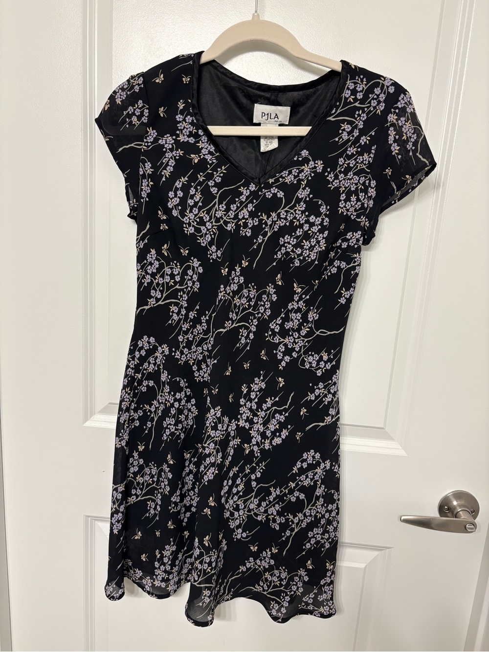 Black Floral V-Neck Mini Dress